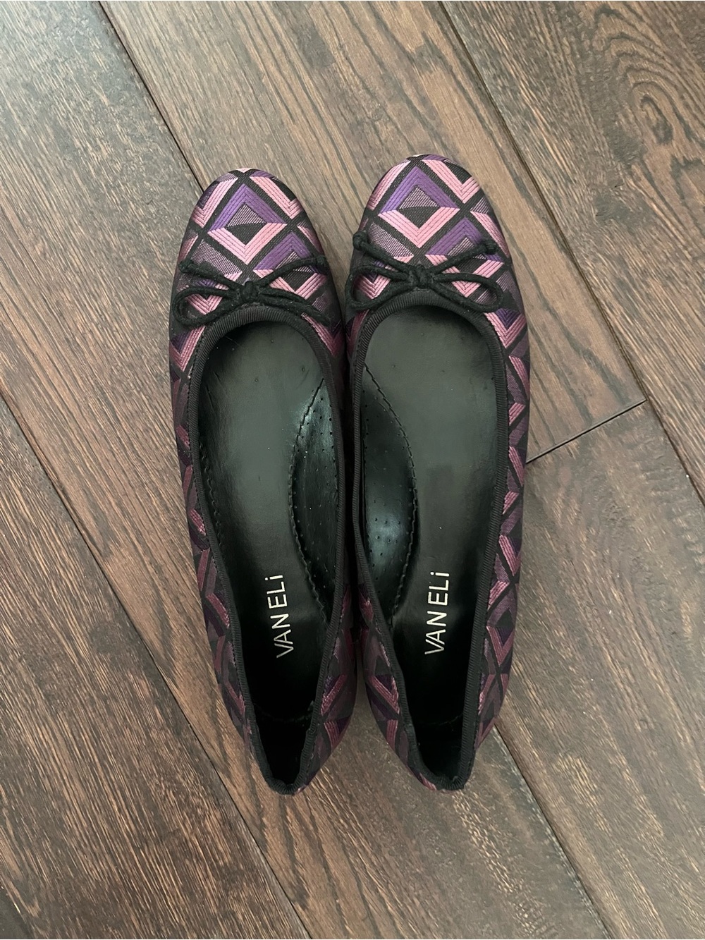 Vaneli Purple Geometric Bow Ballet Flat 7.5 N